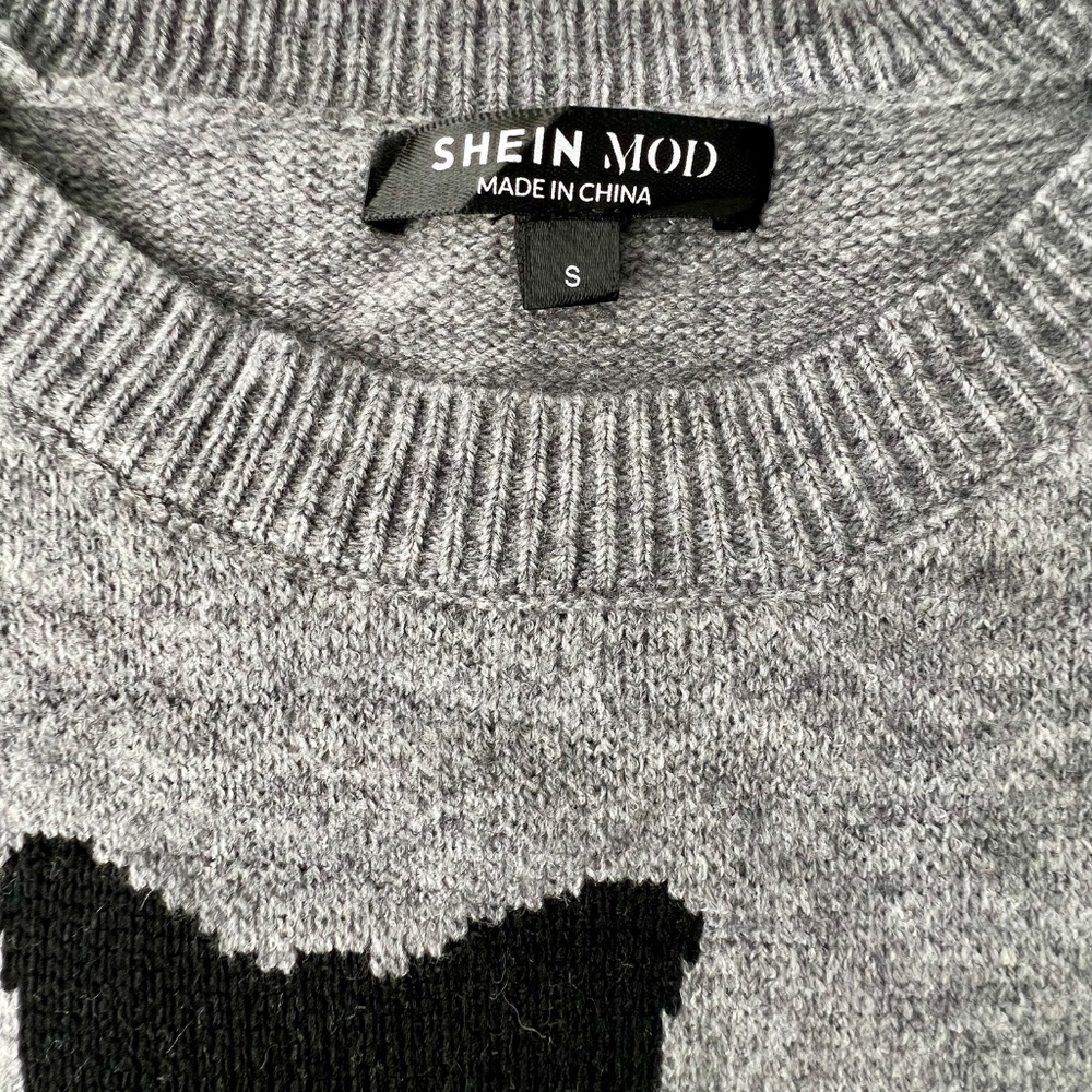 Cat Pattern Drop Shoulder Sweater - Picture 7 of 8